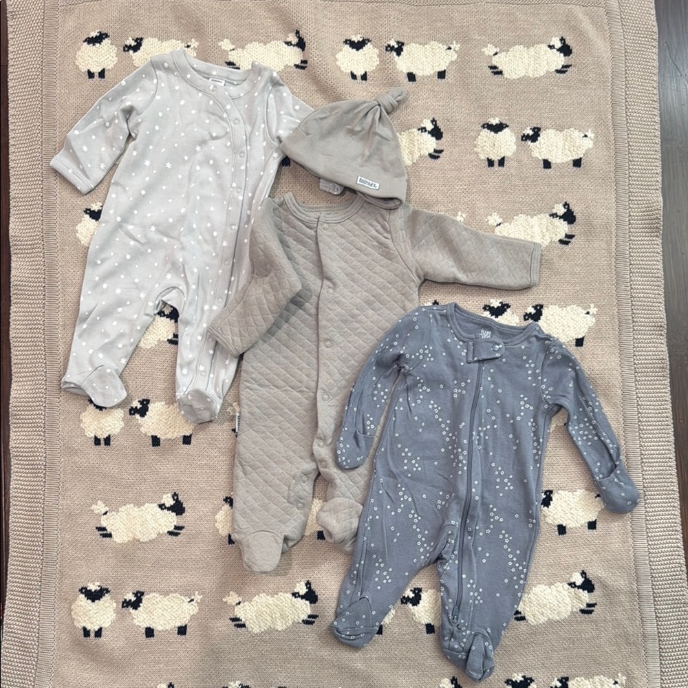Gray Footies One Piece with Long Sleeves